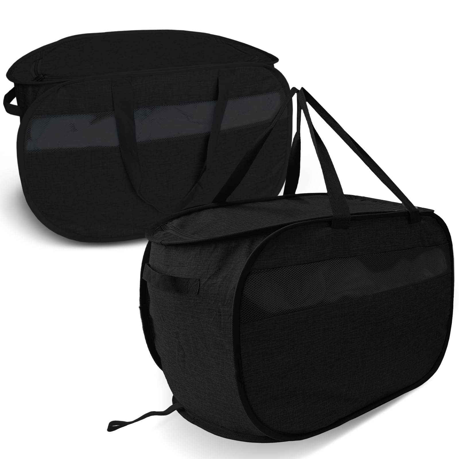 100L Extra Large Mesh Pop Up Laundry Hamper with Lid &amp; Handles 2 Pack, XL Foldable Dirty Clothes Basket for Home Dorm Closet Storage, Portable Laundry Bin, Black. 2H