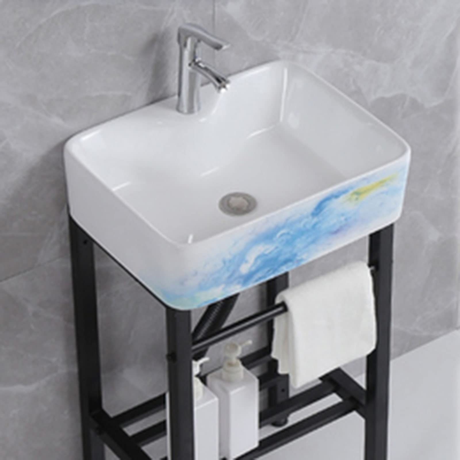 XBTGS Ceramic Utility Basin with Faucet, Commercial Sink, Stainless Steel Kitchen Sink, Single Bowl Compartment, Hygienic and Sturdy for Ease, G
