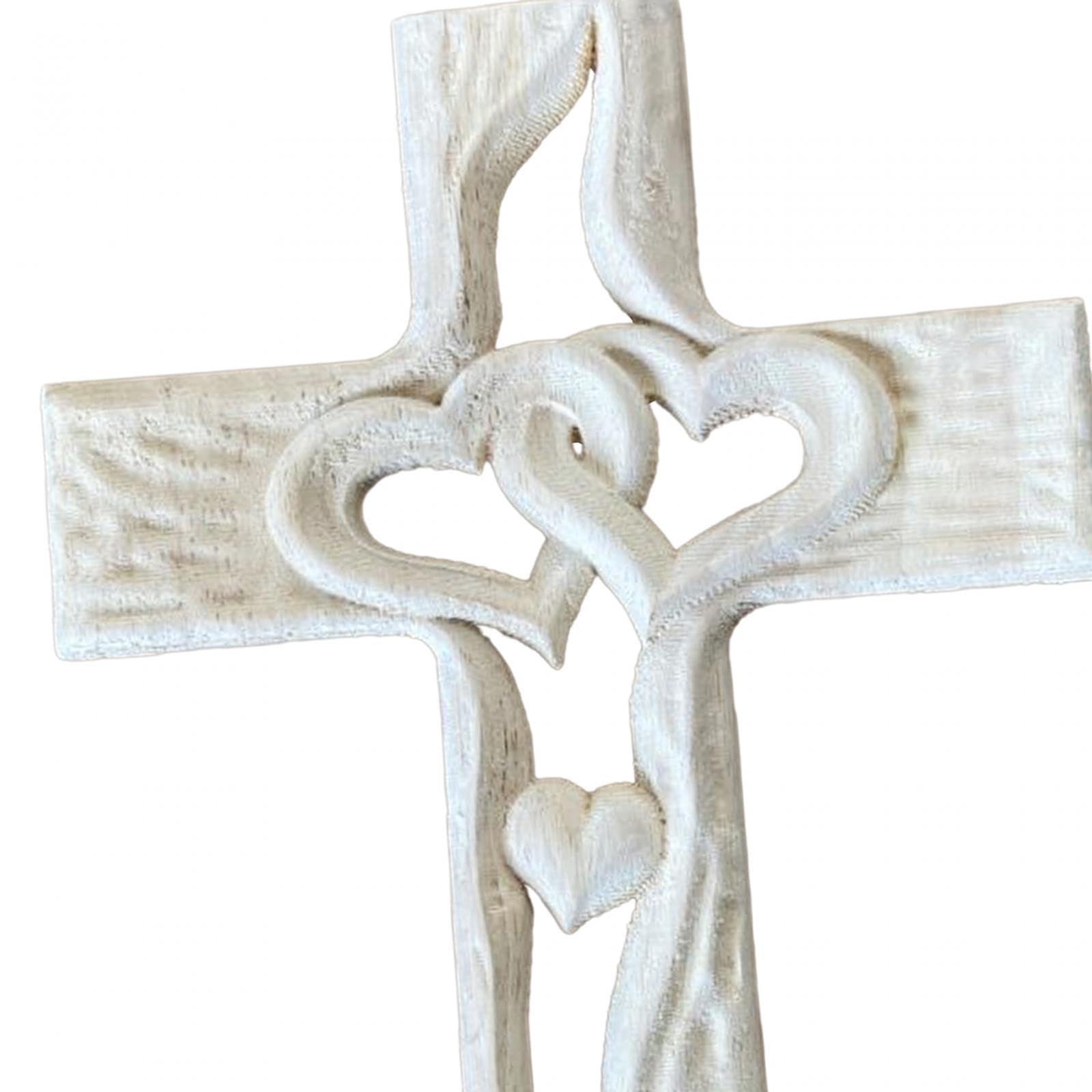 Croix En Bois Avec Cœurs Entrelacés Décoration Murale