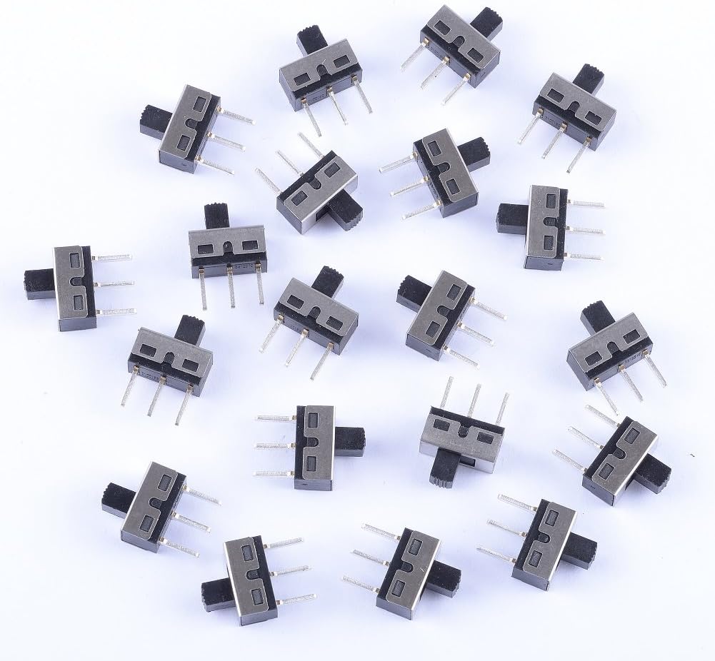 Cylewet 20Pcs 5mm High Knob Vertical Slide Switch 3 Pin 2 Position 1P2T SPDT Panel (Pack of 20) CYT1107
