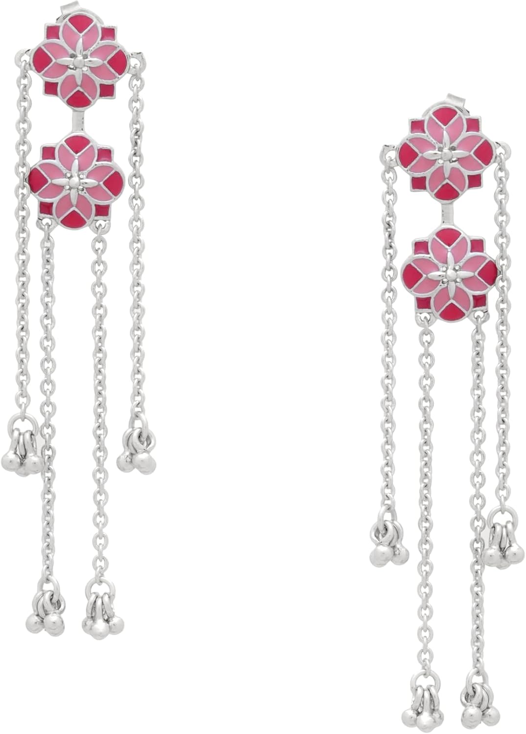 Hand-Enameled Kashmiri Style Chandelier Earrings for Women | Navicia Rosa Collection | Traditional Indian Ethnic Statement Earrings for Bridal & Festive Wear - Image 7