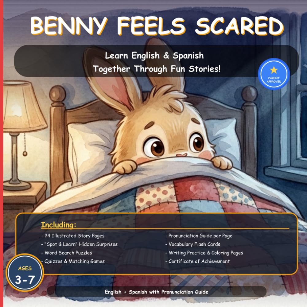 Benny Feels Scared: A Bilingual English-Spanish Picture Book for Kids Ages 3-7 (Benny the Bunny Bilingual Stories)