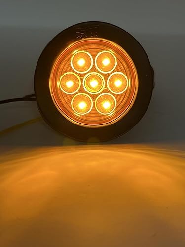Vista 38 de 8 PC 2" Round LED Light Side Marker Clearance [7 LEDs] [Rubber Grommet] [IP 67] for Trailers - 4 Red and 4 Amber