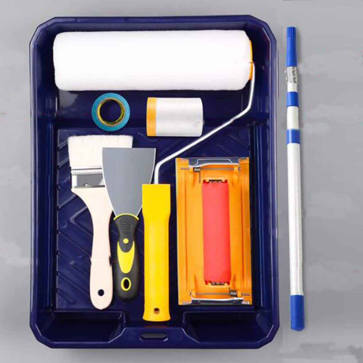 Kit De Rodillos para Pintar, Kit De Brochas para Impresión De Paredes, Poste Telescópico De Aluminio De 150 Pulgadas, 78 Pulgadas, 118 Pulgadas, Que Incluye Brochas para Pintar