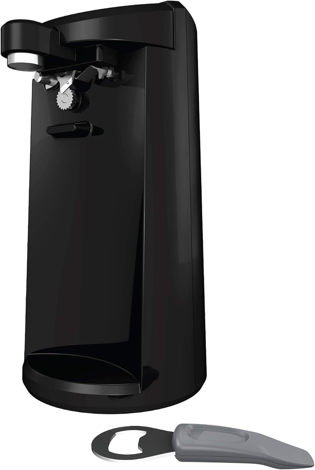 BLACK+DECKER 4-Slice Convection Oven, Stainless Steel, Curved Interior fits a 9 Inch Pizza, TO1313SBD & EasyCut Extra-Tall Can Opener with Knife Sharpener and Bottle Opener, Black, EC500B-T