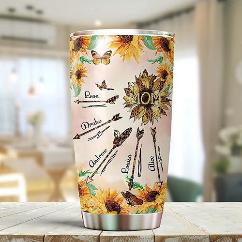 Vaso personalizado para niñera de nieta mamá abuela con nombre de niños flecha leopardo girasol regalos personalizados para abuela acero inoxidable