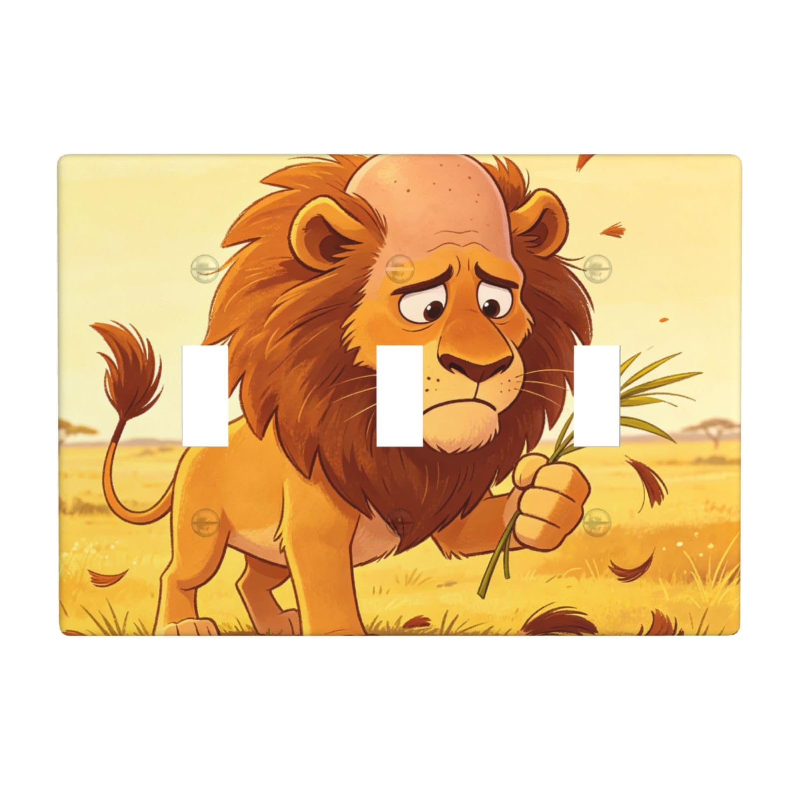 Bald Lion 3 Gang Switch Plate Cover-Unbreakable Polycarbonate Wall Plate, Heat Resistant Toggle Switch Decor for Home