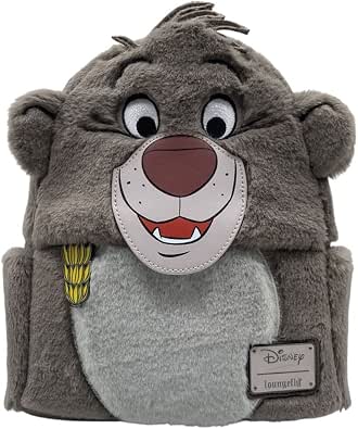 Loungefly Jungle Book Baloo Bear Cosplay Mini Backpack — Adjustable Straps, Faux Fur & Vegan Leather