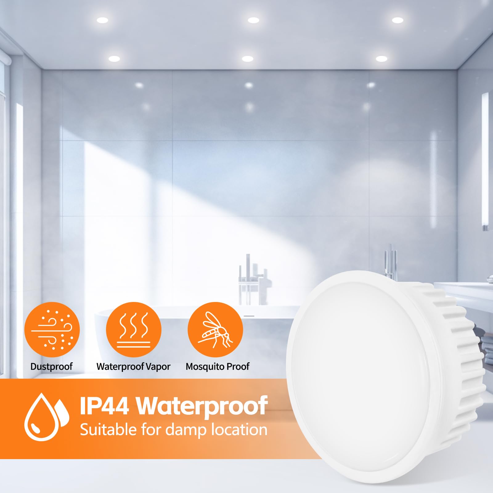 YindaLux 10x LED Modul 230V 5W Dimmbar, 3 Lichtfarben, Ø50x23 mm | IP44, ultraflach, 120° Abstrahlwinkel, für Einbaustrahler und Aufbauspots, Ersatz für GU10/MR16 Lampen