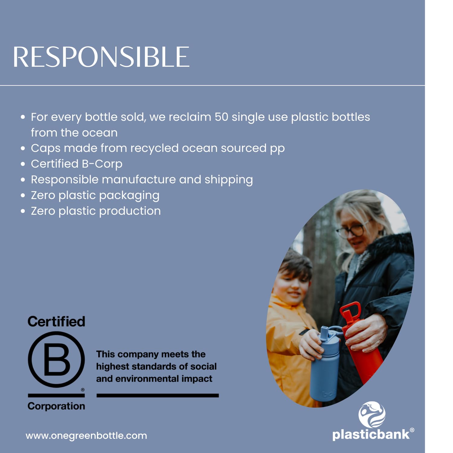 onegreenbottle 400ml Insulated Stainless Steel Water Bottle, Leakproof Vacuum Flask with Straw Lid & Carry Handle - Image 4