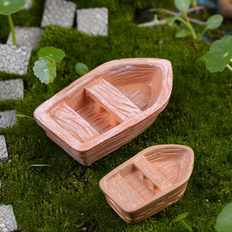 SHIDXIB 6Pcs Small Boat and Blue White Lighthouse and Artificial Tree Stump Resin Statue Micro Landscape Decorations DIY Landscaping Decoration Accessories