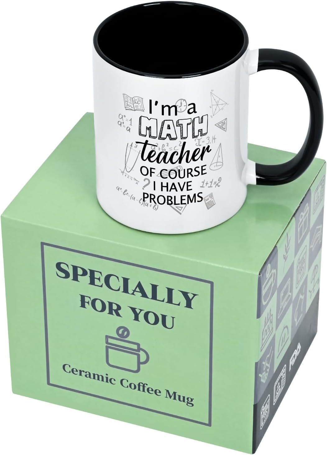 YHRJWN Math Teacher Gift Coffee Mug, I'm a Math Teacher of Course I Have Problems, Funny Appreciation Gift for Birthday Christmas, 11 Oz, White Ceramic - Image 8