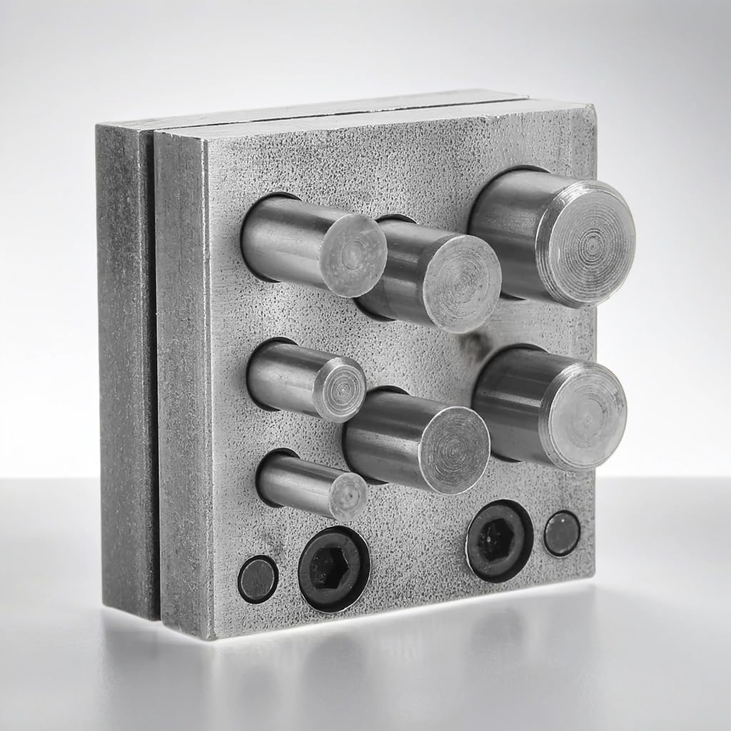 Punch and Die Set for Steel, 7 Holes Irregular Alloy Steel Round Punching Tool Set, Disc Punch Jewelry Making Tools for DIY Craft