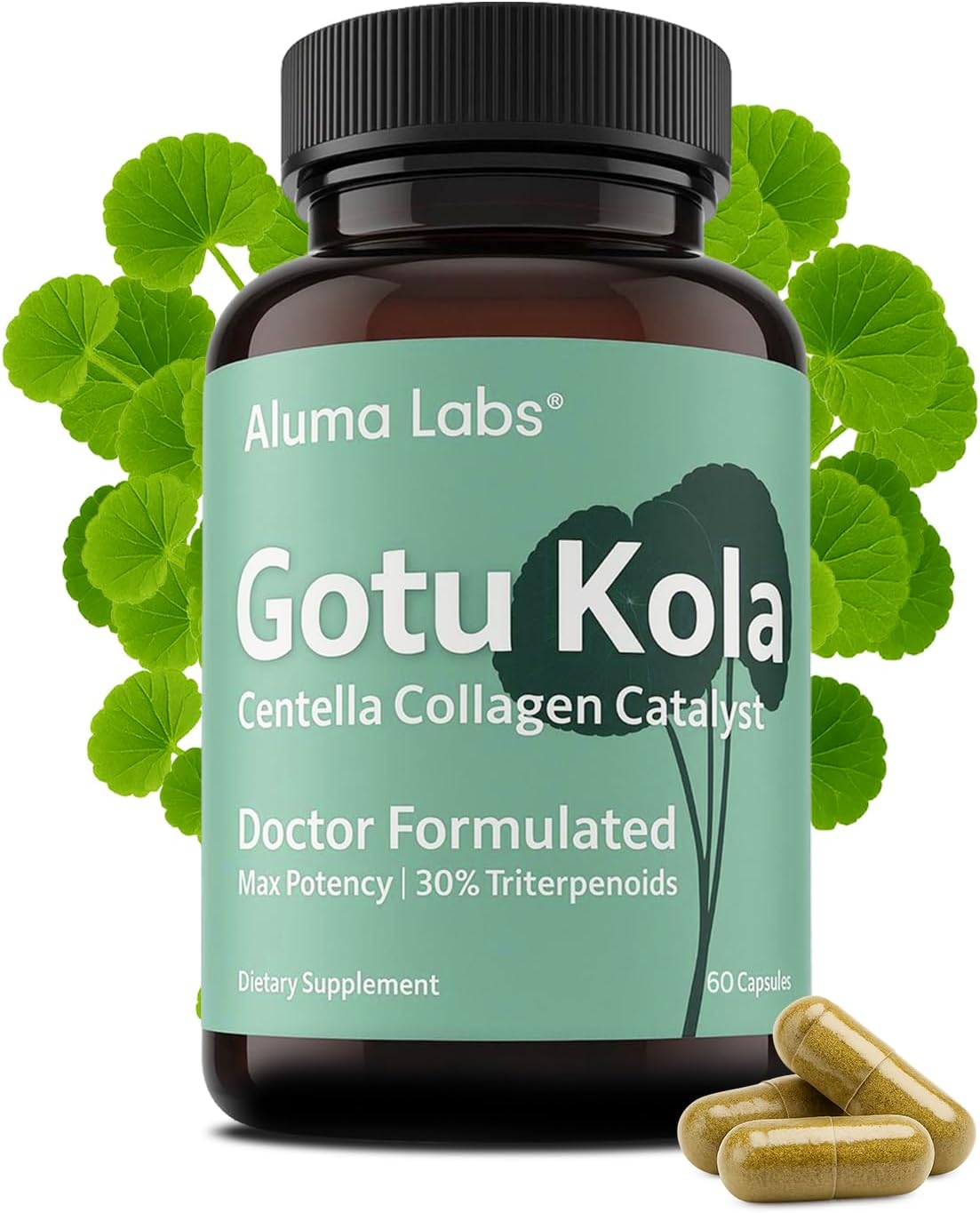 Gotu Kola Capsules - Centella Asiatica Extract, Collagen Support, Skin, Longevity & Anti-Aging Supplement, 30% Triterpenoids, Doctor Formulated for Firmness & Wellness - 60 Count