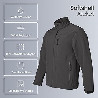 Weatherproof Men's Softshell Jacket Wind & Water Resistant Breathable, Lightweight Outdoor Coat