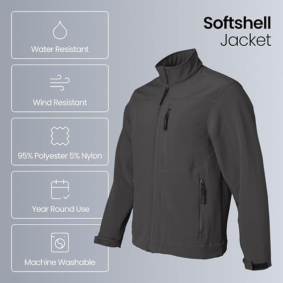 Weatherproof Men's Softshell Jacket Wind & Water Resistant Breathable, Lightweight Outdoor Coat