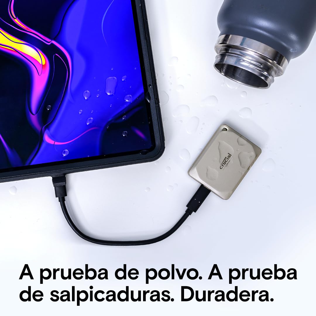 Crucial X9 Pro 4TB para Mac SSD Portátil, Velocidades de Lectura/Escritura de hasta 1050MB/s, Resistente al Agua (IP55), Disco Duro Sólido Externo, USB-C 3.2 - CT4000X9PROMACSSD9B02