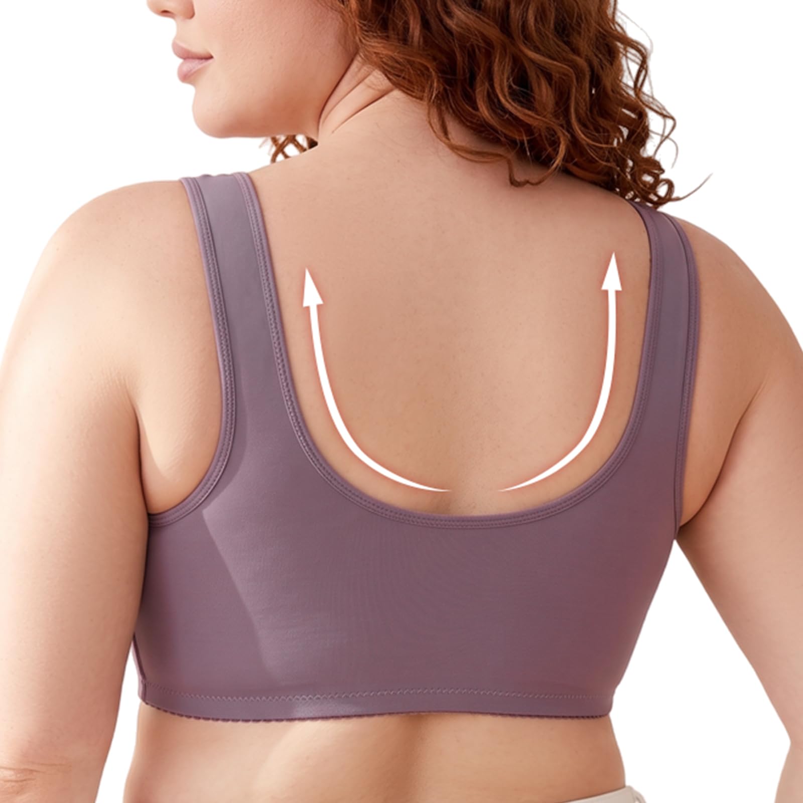 Reggiseno Donna Senza Ferretto Pacco da 4 Reggiseni con Chiusura Davanti E Spalline Larghe Taglie Forti Curvy Bralette Morbido Comodo Minimizer per Seno Grande E Cadente
