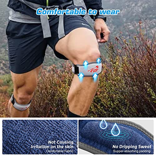 IPOW Embroidery Patellar Tendon Support Strap 2 Pack, Knee Pain Relief & Patella Stabilizer Knee Strap, knee Support for Women and Men, Knee Braces for Running, Working Out, Weightlifting,