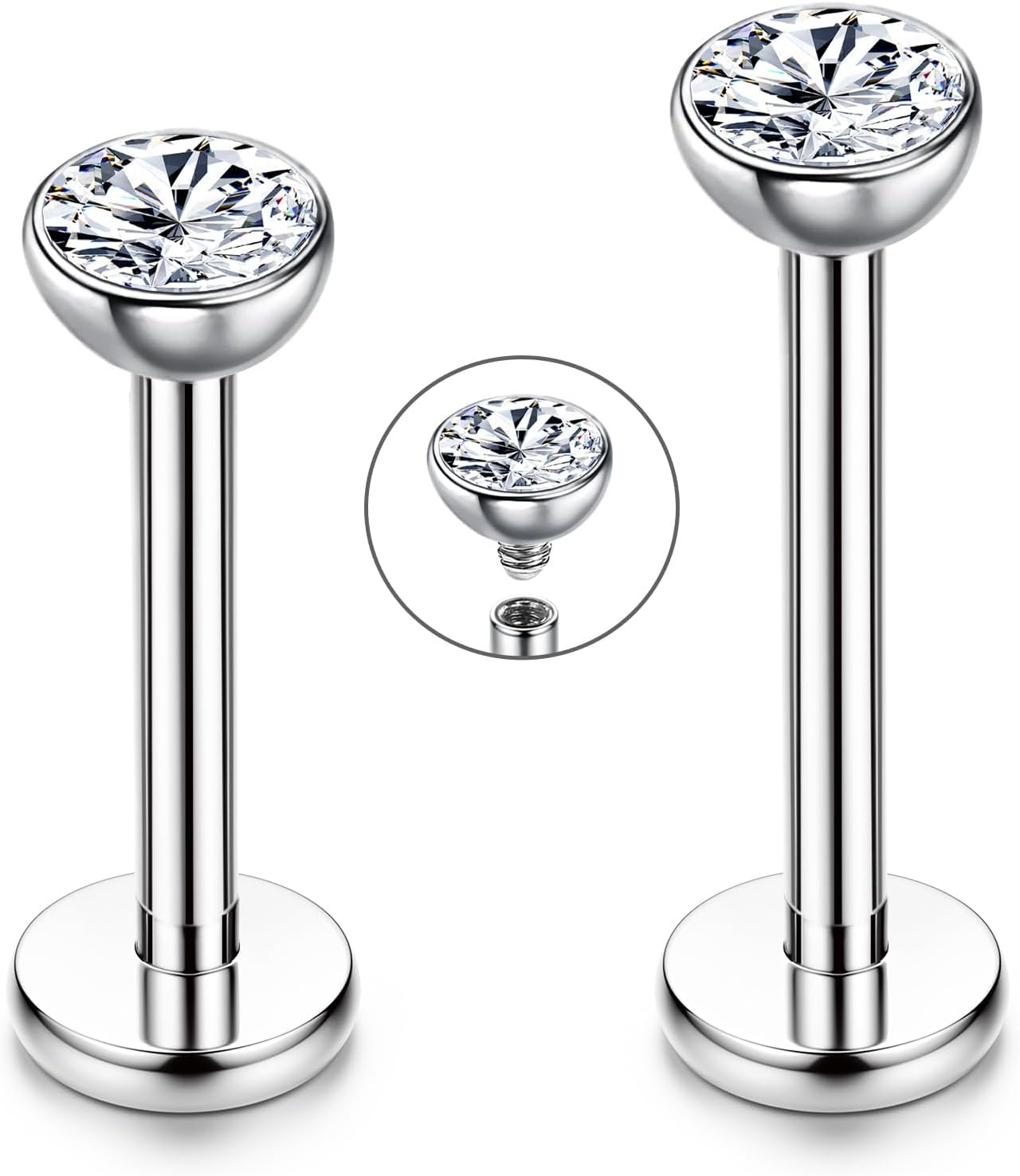 Chriscoco16G Piercing Labio de G23 Titanio Piercing Tragus CZ Ópalo Labret Monroe Cartílago Helix Piercing Oreja para Mujeres Hombres 6mm 8mm