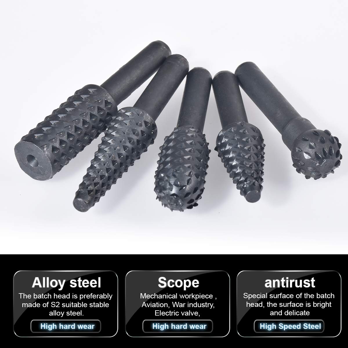HOHXEN 5 pcs rotatif de fraises 1/10,2 cm 6 mm Tige rotatif forets