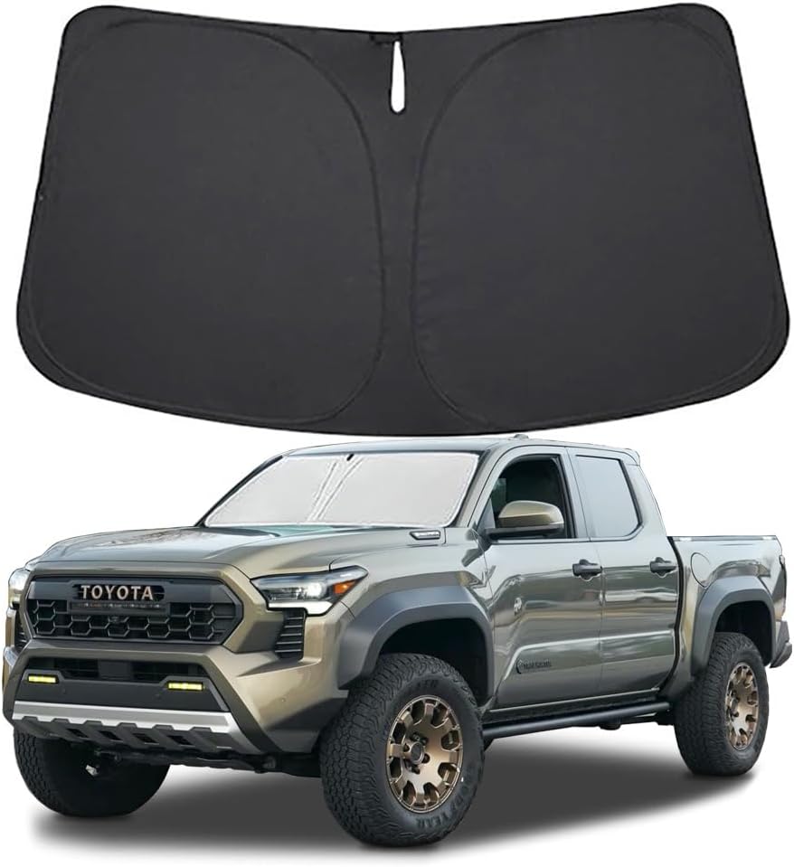 Windshield Sun Shade for Toyota Tacoma 2016-2023 2024 2025 2Dr 4Dr Pickup Truck Front Window Sun Visor Protector Tacoma Foldable Sunshade Blocks UV Rays Keeps Your Car Cooler for Toyota Tacoma 2016-2025