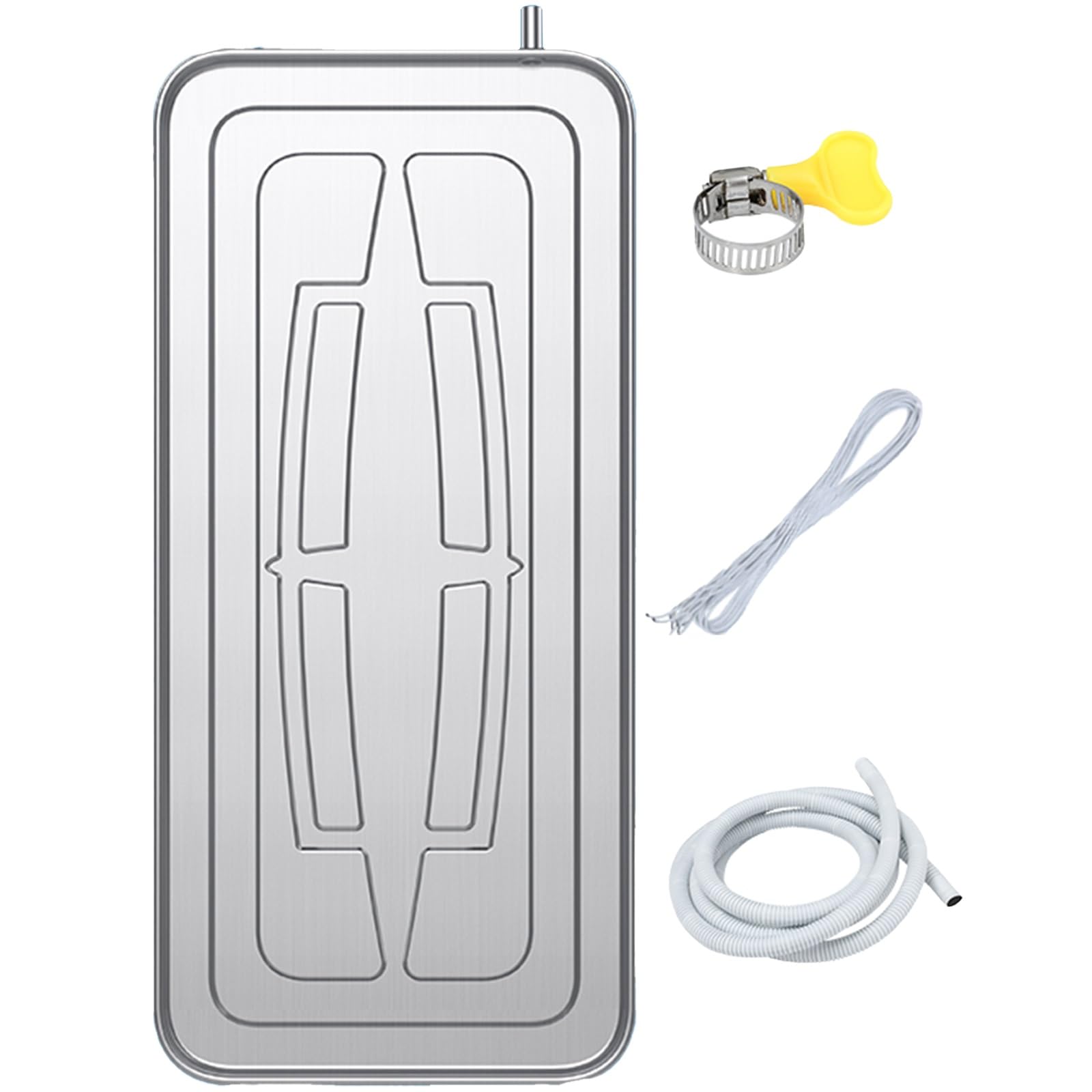 WQPMNYG Stainless Steel Condensate Drain Pan for Window Air Conditioner - Efficient Water Collection Kit with 400cm Hose - Compatible with Most AC Units