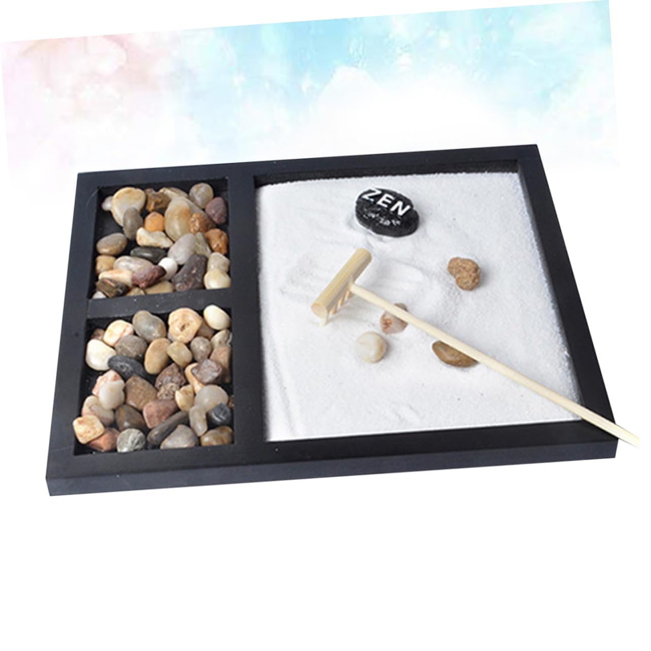 Abaodam Desk Zen Garden Japanese Style Meditation Garden Miniature Landscape Japanese Sand Table Ornaments