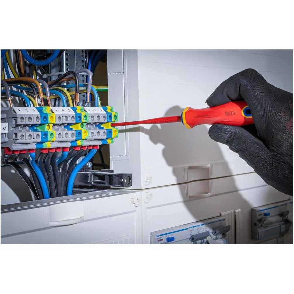 D-Work, set di cacciaviti VDE 11 pezzi, punta extra fine, isolamento e precisione per elettricista, cromo vanadio