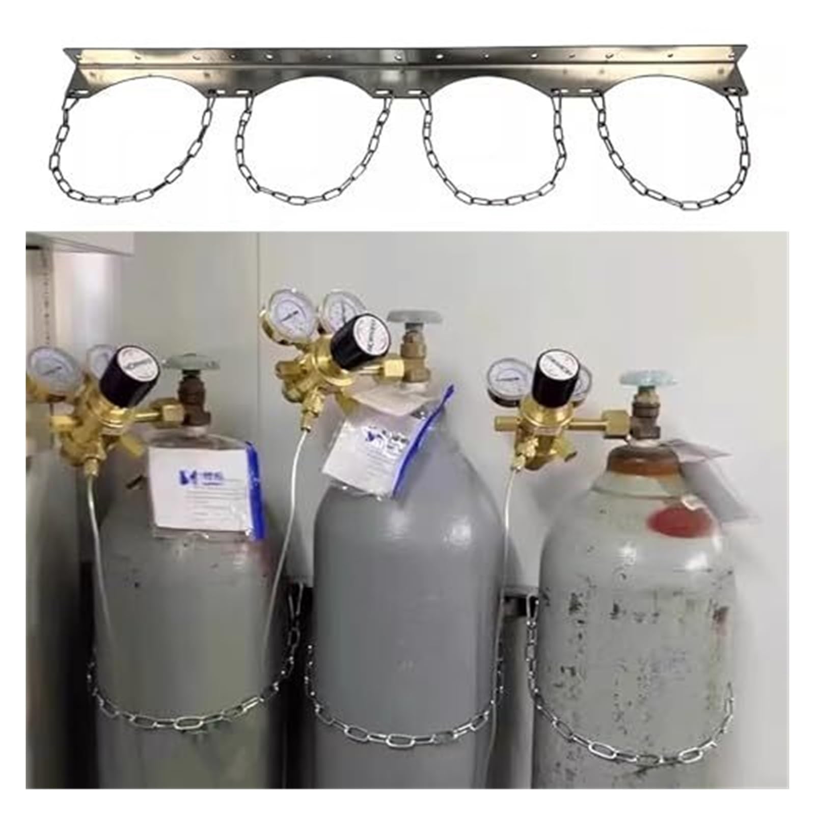 Panier de rangement en acier robuste pour bouteille de gaz avec sangle murale