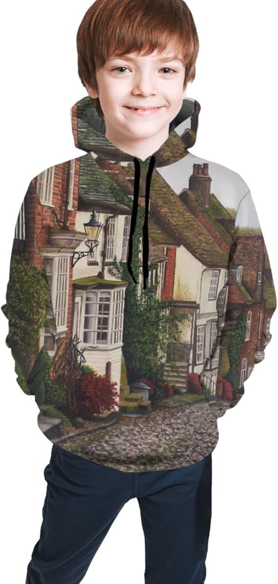 Amazon Co Jp パーカー ヨーロッパの建物 古い建築 キッズ 子供 スウェットパーカー トレーナー フード付 ポケット付き 長袖 男の子 女の子 秋冬 ファッション