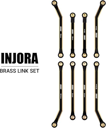 Miniatura 7 de INJORA Juego de 4 eslabones delanteros de alta holgura, eslabones de latón pesado de 1.31 oz para SCX24 C10 JLU Bronco Base Camp 4Runner Axial 1/24
