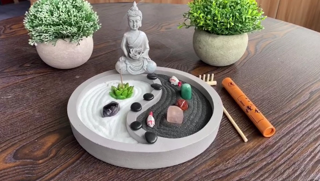 Feng Shui Tabletop Zen Garden Buddha Rock Rake Sand Candle Incense Burner Home Decor Gift (KT00034) USAMJTABLE - View #6