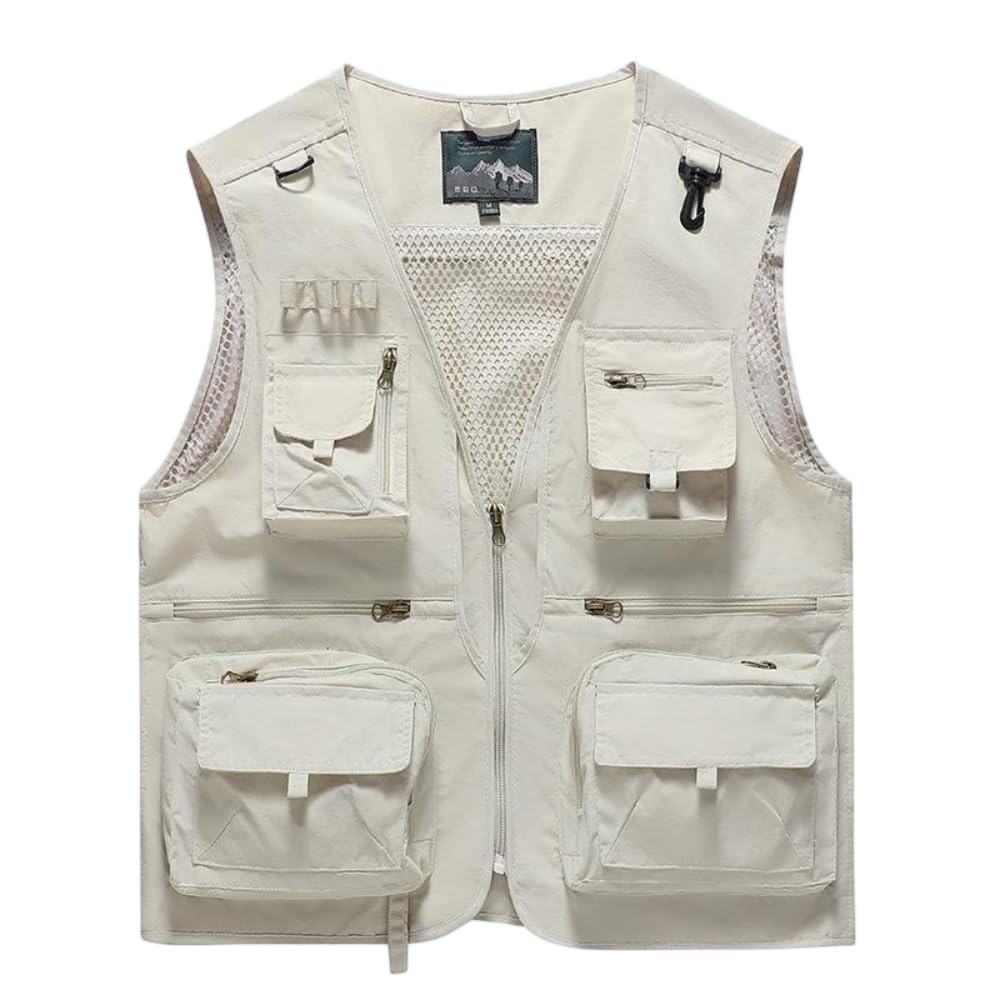 Black Fishing Vest for Men:Mesh Safari Photography Work Outerwear Vests Family Matching Travel Outfit Hiking Outdoor