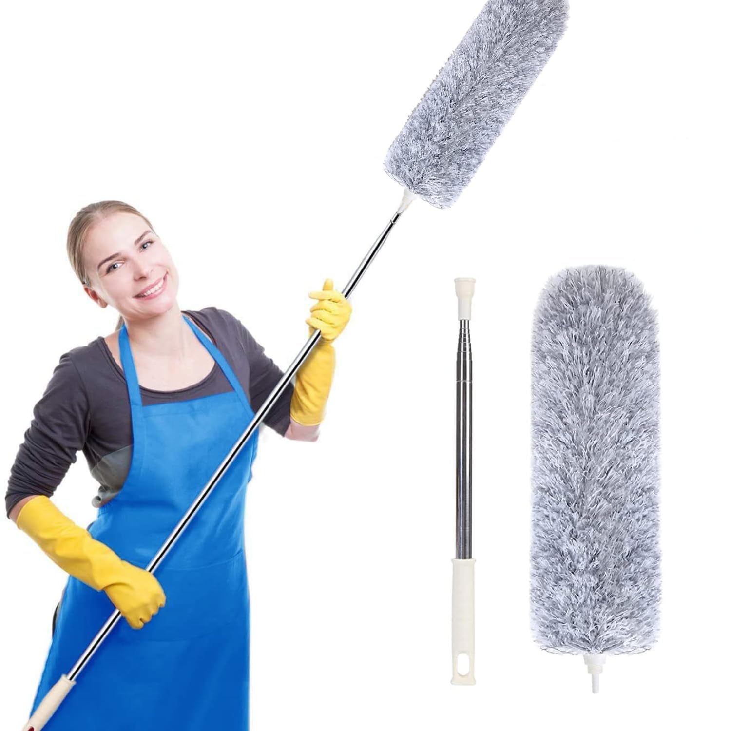 ADL PASSION Microfiber Duster for Home Cleaning Bendable & Extendable Fan Cleaning Duster with 100" Expandable Pole Handle, Washable Duster for High Ceiling.