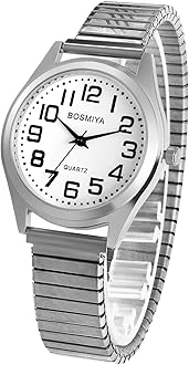 Elastic Strap Watches for Women: Large Face Clear Number Women's Easy Reader Watch Analog Quartz Wrist Watch Ladies Watch Stainless Steel Expansion Band