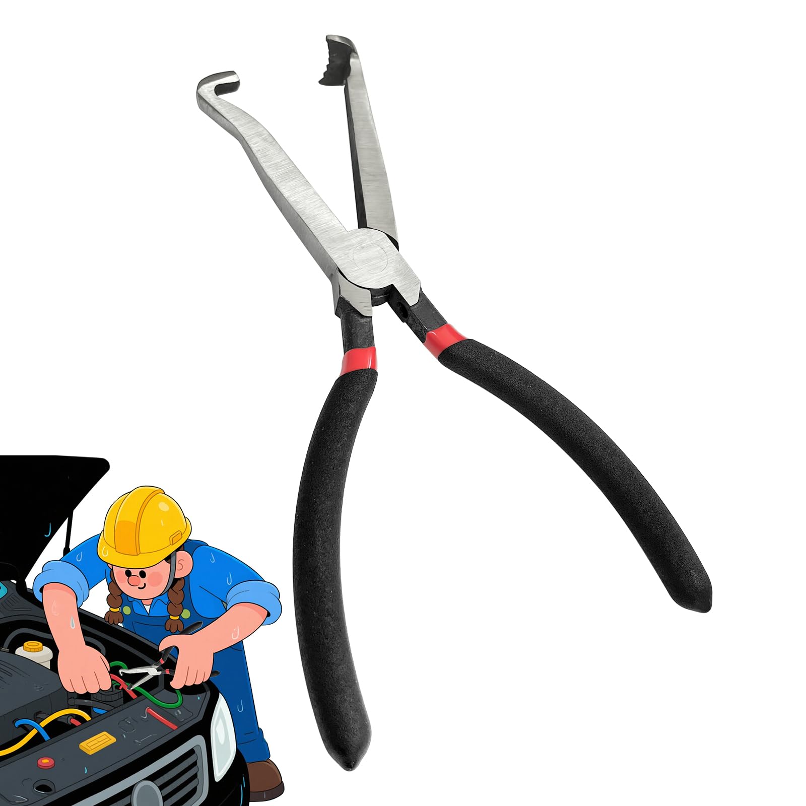 YATOINTO 37960 Electrical Disconnect Pliers,8in Electrical Connector Pliers,Automotive Tools for Push Tab Style Plugs,Straight Head