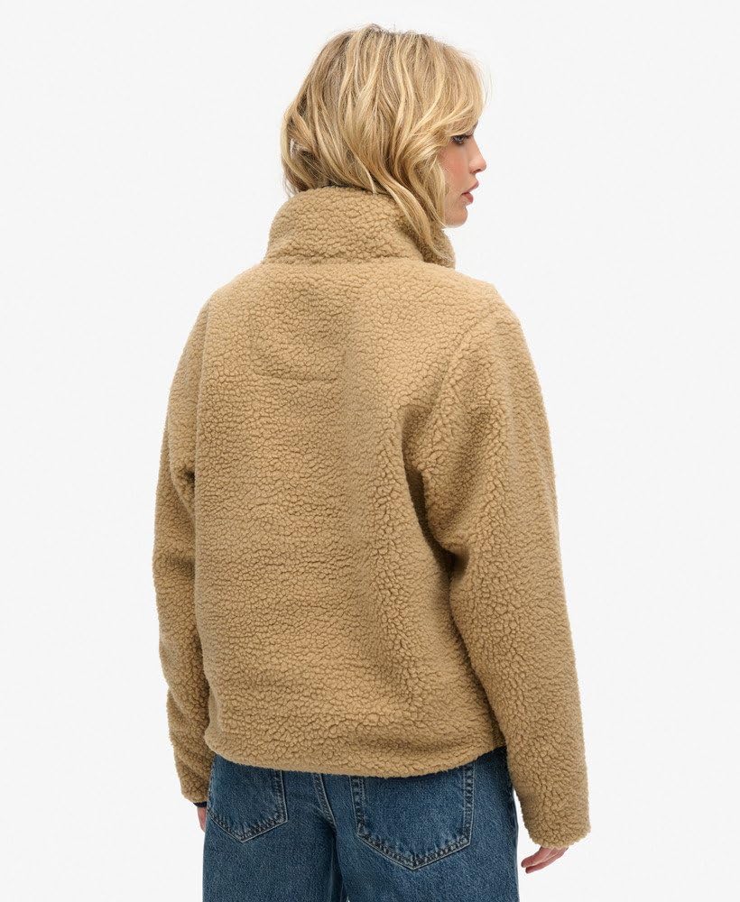 Superdry Damen Vintage Retro Fleecepullover mit halblangem Reißverschluss