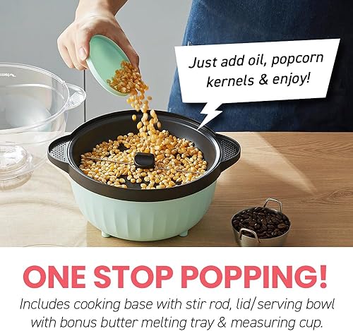 Miniatura 3 de Elite Gourmet EPM145M - Palomitas de maíz para remover aceite caliente de 18 tazas con tapa de medición y cuenco reversible para servir y bandeja de