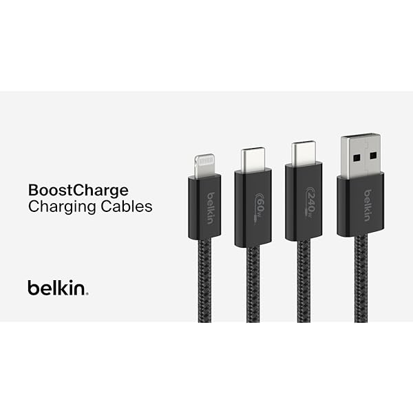 Belkin USB C to USB C Cable ​2-Pack, 6.6ft, 240W - Type C Charger, iPhone Charger Cord, Soft, Braided, Flexible for iPhone 16, Galaxy S25, Pixel 9, MacBook, Chromebook, iPad Pro, Switch – Black - Image 8
