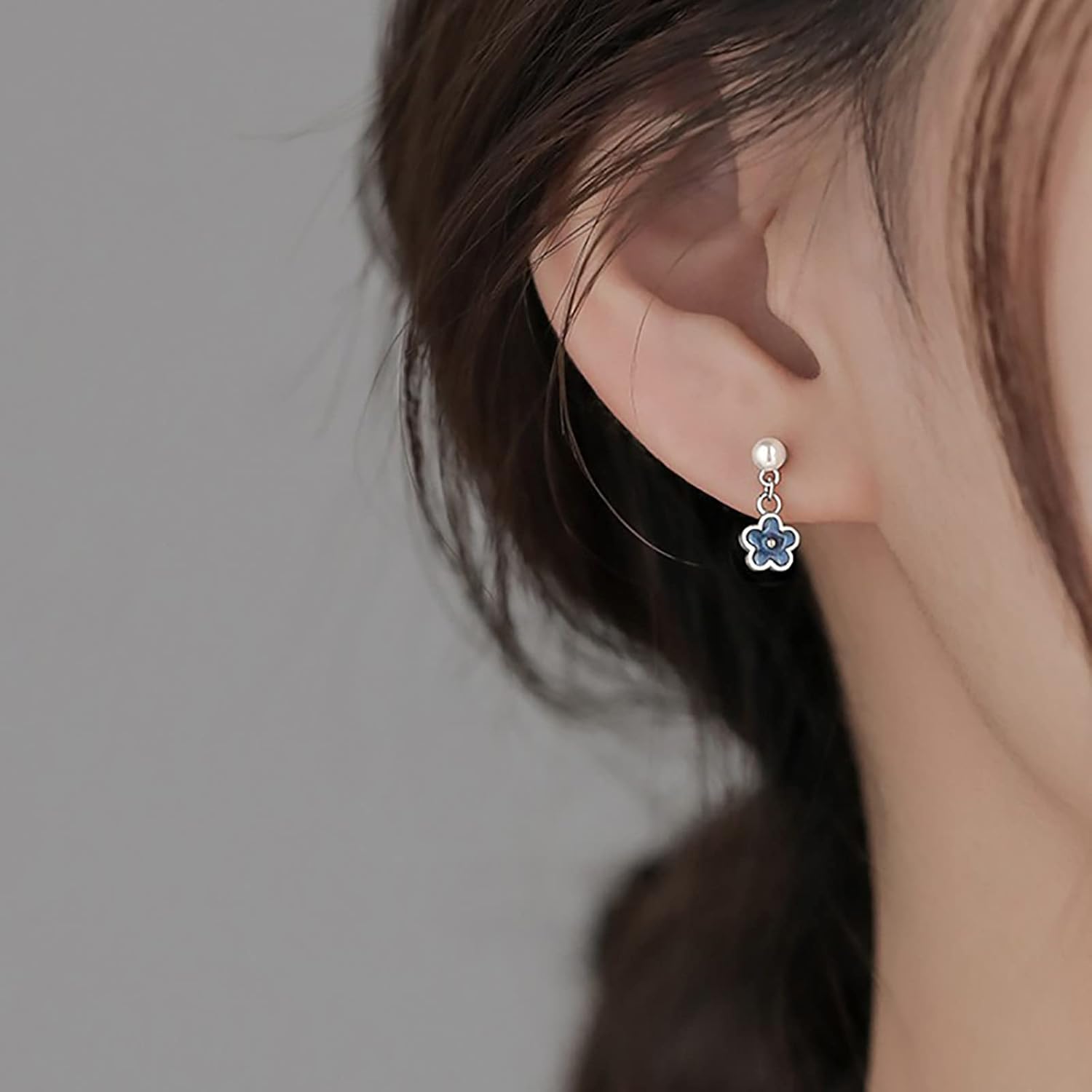 Blue Flower Earrings for Teen Girls Minimalist Piercing Studs Trendy Earrings Earrings Sets for Multiple Piercings Earring Pack Earrings