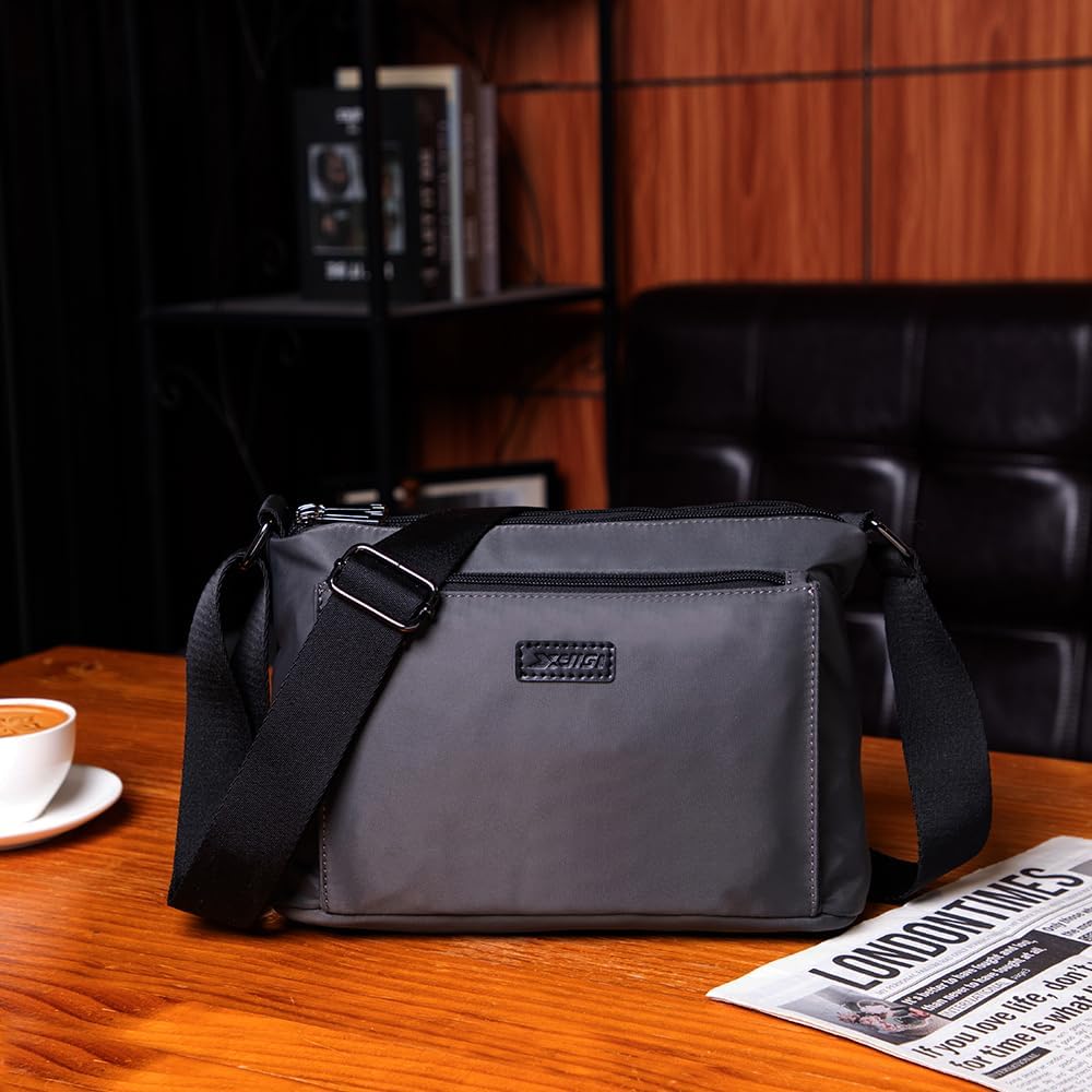 Multi Pocket Crossbody Bag for Men Casual Nylon Shoulder Bag Medium Roomy Handbag Fashion Tote Top Handle Satchel - Image 4