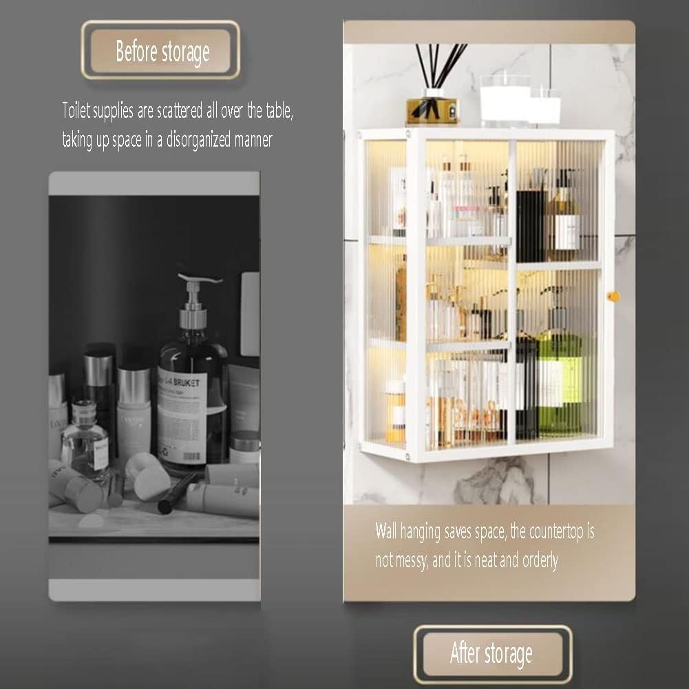 Naścienna mobilna szafka łazienkowa Multi Storage na kosmetyki i perfumy Szklane drzwi Pudełko do przechowywania Oszczędność miejsca (rozmiar: 40 x 13 x 30 cm)