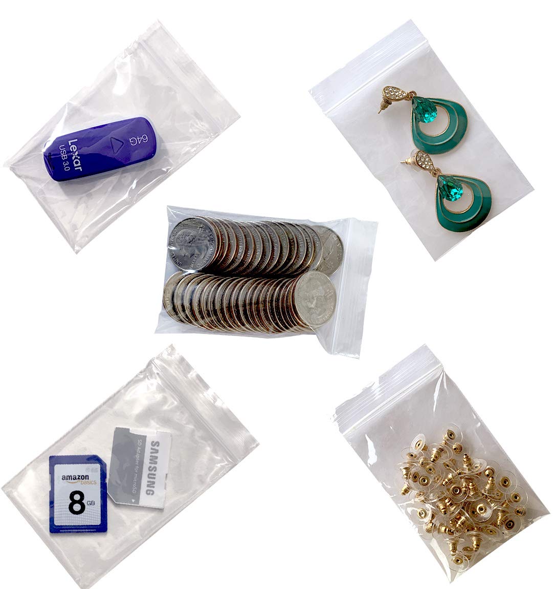 2 Mil 2.2x3.2 100 count (2x3 Small ziplock) Clear Reclosable Zip Poly Bags with Resealable Lock for Medicine Jewelry Electronics Seed envelopes Board Game Pieces Storage Packaging (100)