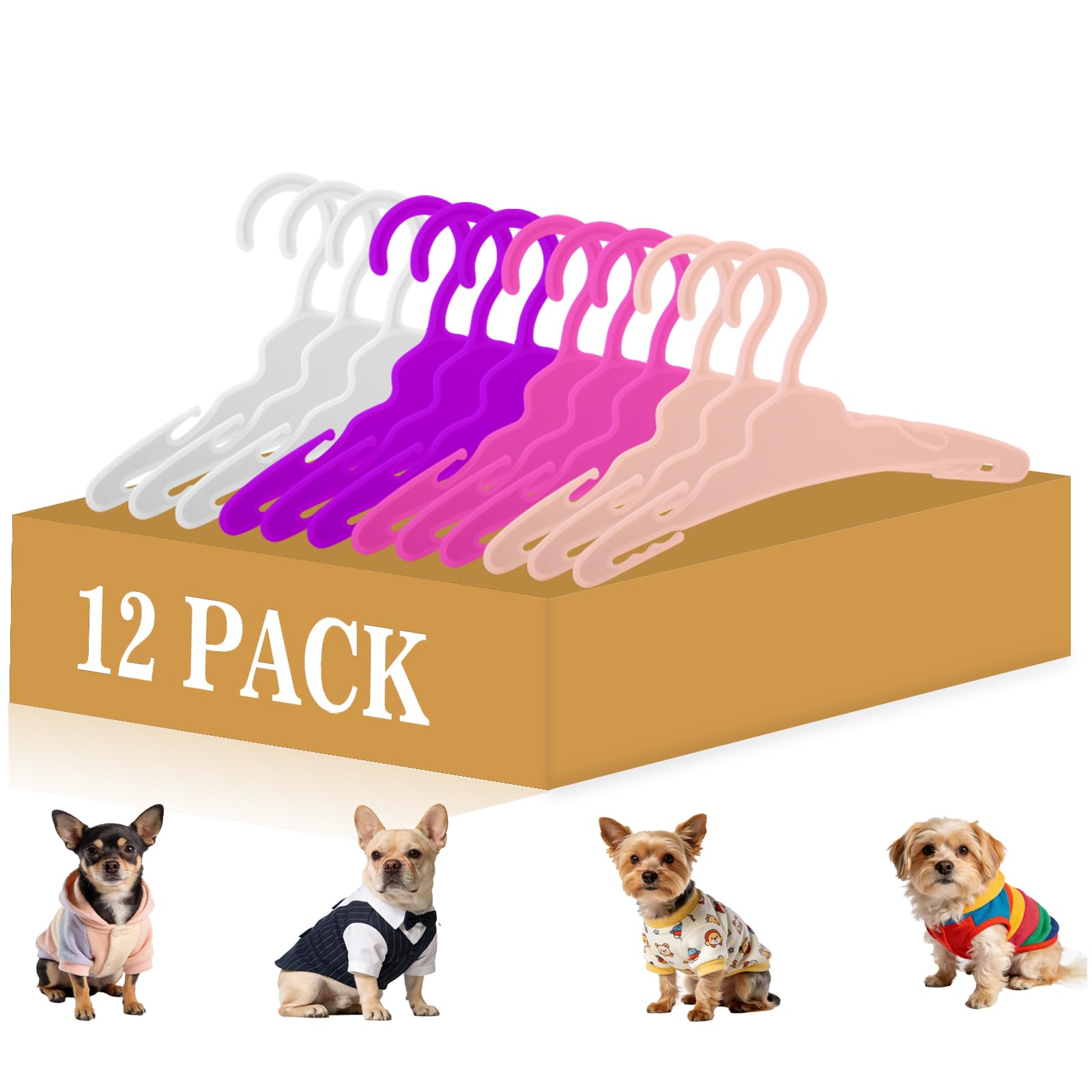 Photo 1 of ***ONLY 8 PIECES***. YBSAHLYY 12Pcs Pet Clothes Hangers - 7 Inch Non-Slip Plastic