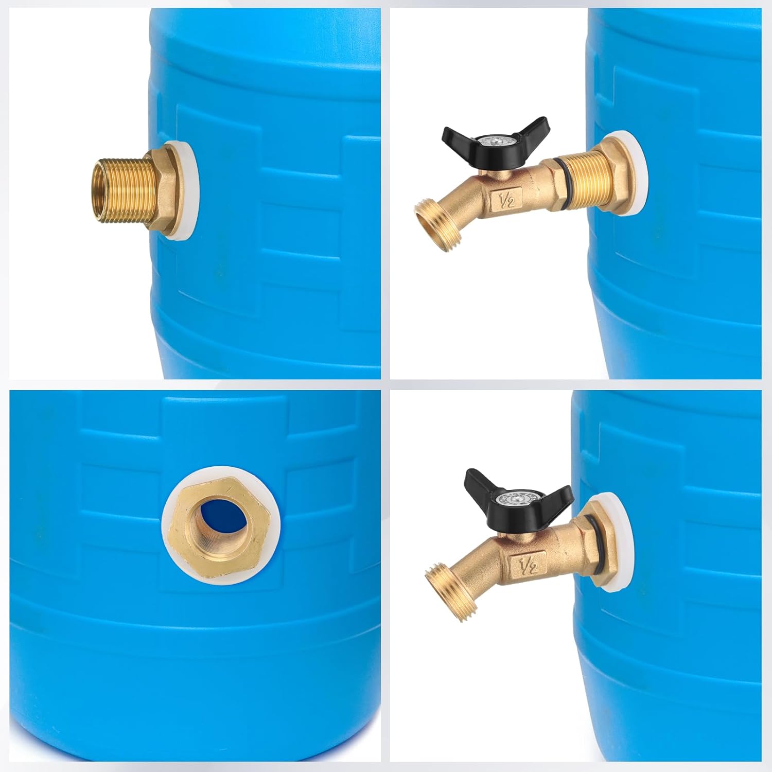 JaGely 3 Sets Brass Rain Barrel Spigot Kit with Heavy Duty Bulkhead Fitting Quarter Turn Ball Valve Rain Barrel Faucet for Aquariums, Water Tanks, Tubs, Pools(Black)