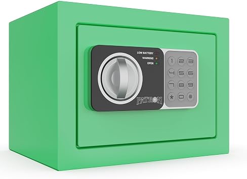Small safe box with key,Kids mini safe for money, coin safes for home with code,0.236 Cubic Feet Green