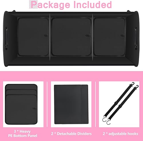Miniatura 3 de Organizador de maletero para automóvil, almacenamiento de maletero de gran capacidad de 95 litros con tiras inferiores antideslizantes, organizador