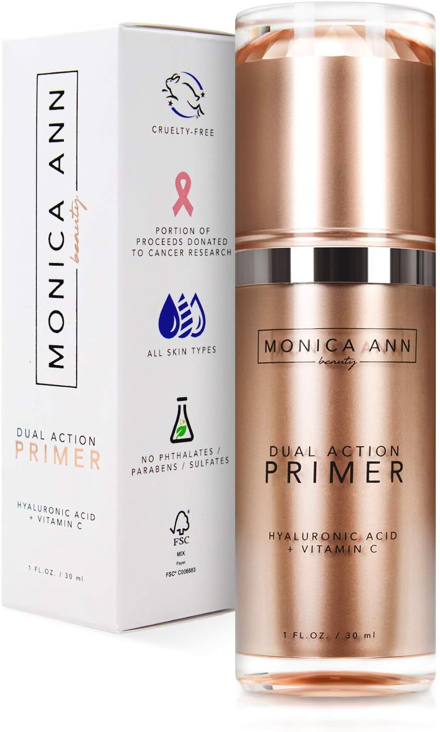 Dual-Action Face Primer - 30 mL | Hydrating Makeup Primer With Vitamin C & Hyaluronic Acid | Smoothing Translucent Matte Pore Minimizer | Foundation Primer For Any Skin Tone