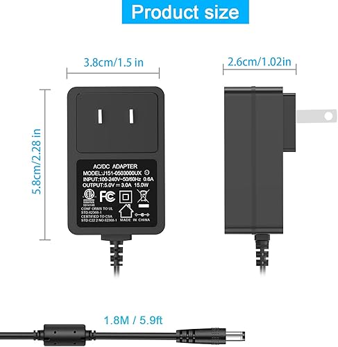 Miniatura 5 de Cargador de 5V para Sony SRS-XB30 SRS-XB41 SRS-BTS50 SRS-M55 SRS-TD60 AC-E05030 Altavoz portátil DC 5V 3A Adaptador de fuente de alimentación para